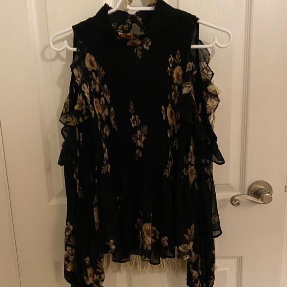 Floral chiffon blouse with puffy sleeves - Picture 5 of 7